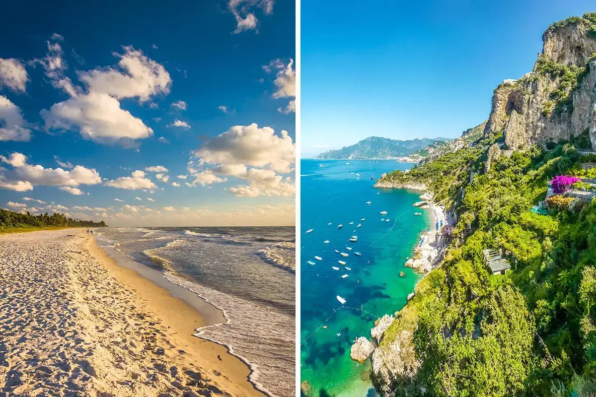 Nápoles versus la costa de Amalfi