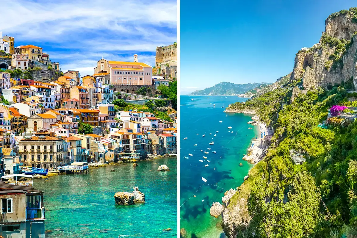 Sicilia contra la costa de Amalfi