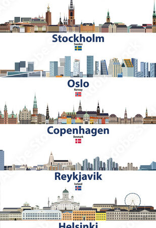 Ciudades de Estocolmo, Oslo, Copenhague, Reykjavik y Helsinki...
