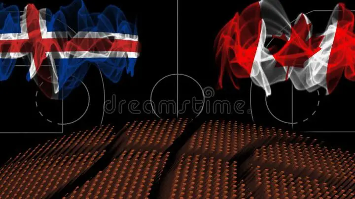 Islandia vs Canadá baloncesto, bandera de humo - Ilustración de stock ...