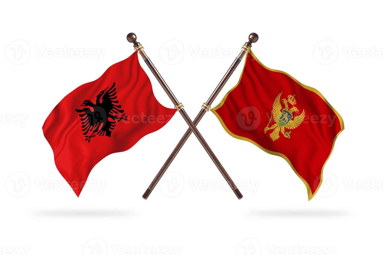 Albania versus Montenegro dos banderas de país 13980863 Foto de stock ...